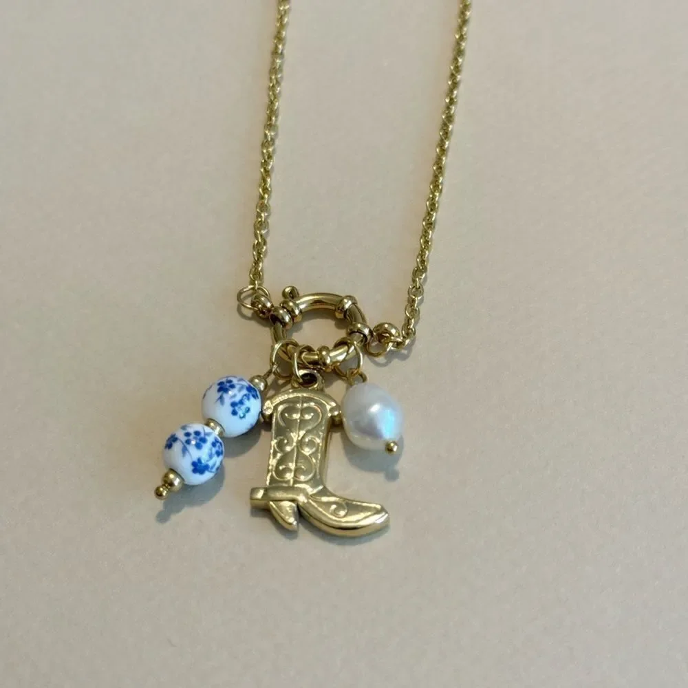 Boho pearl necklace #1355